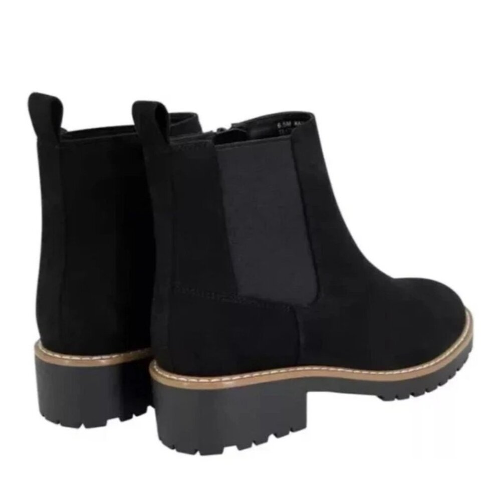 Kensie 11 Kayla B Chelsea Boots Faux Suede Zipper Ankle Bootie Chunky Shoe Black